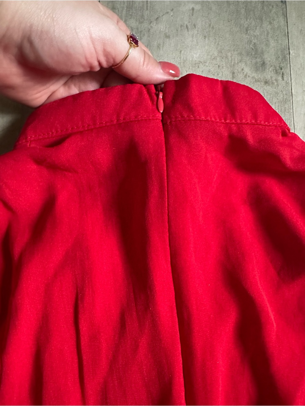 Red Lace-Trim Mock Neck Women's Top - Picture 5 of 7